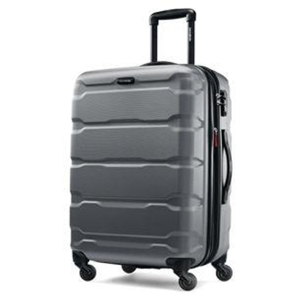 Samsonite Omni PC Hardside Expandable Luggage with Spinner Wheels, Checked 24-Inch, Charcoal