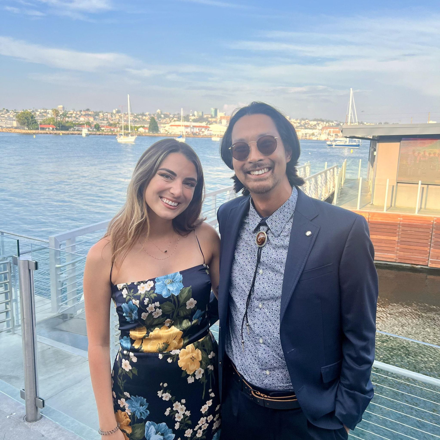 Sarah and Bryce at their friends Mackenzie and Jeff's wedding in San Diego, August 2024.
