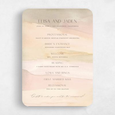 Beige Rounded Wedding Program - Povera