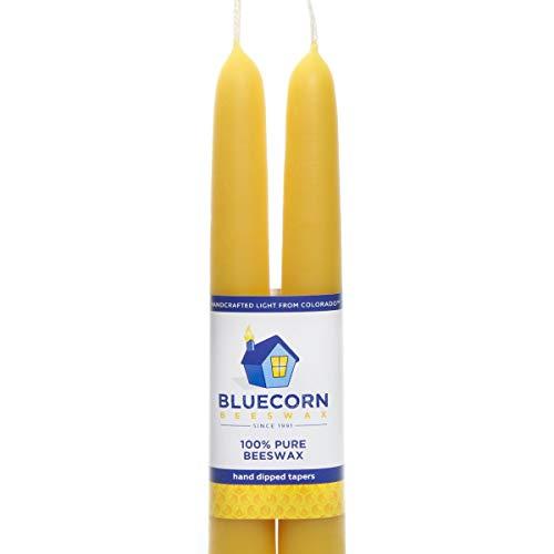 Bluecorn Beeswax 100% Pure Beeswax Tapers (2 Tapers) (Raw, 12")