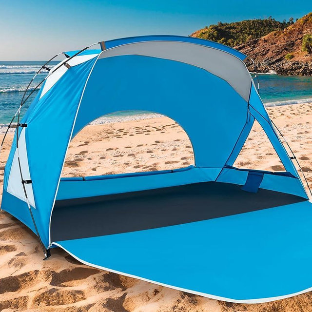Beach Tent, Portable Sun Shelter for 2/3/4/6-8 Person with UPF 50+ UV Protection, Easy Setup Waterproof Beach Shade Canopy Cabana for Family Outdoor and Picnics, Fishing with Carrying Bag