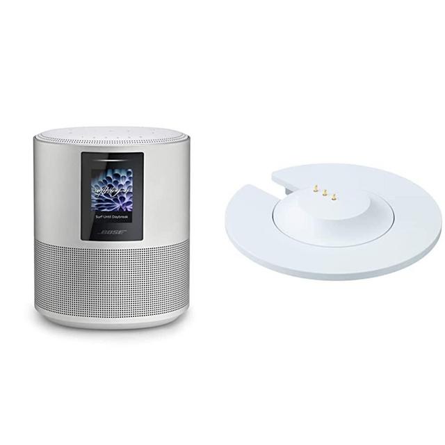Bose Home Speaker 500: Smart Bluetooth Speaker with Alexa Voice Control Built-in, Silver & Portable Home Speaker Charging Cradle, Silver