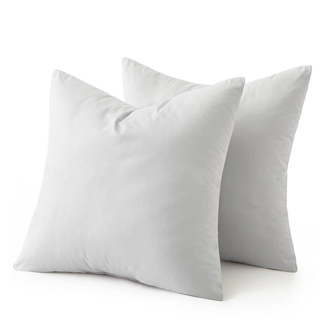 Bafode Throw Pillow Inserts 18'' x 18'' Set of 2, Down Feather Decorative Pillows, Luxury White Throw Pillows for Couch, Sofa, Bed and Cushion