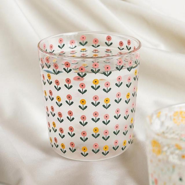 Flower Glass Cup Set