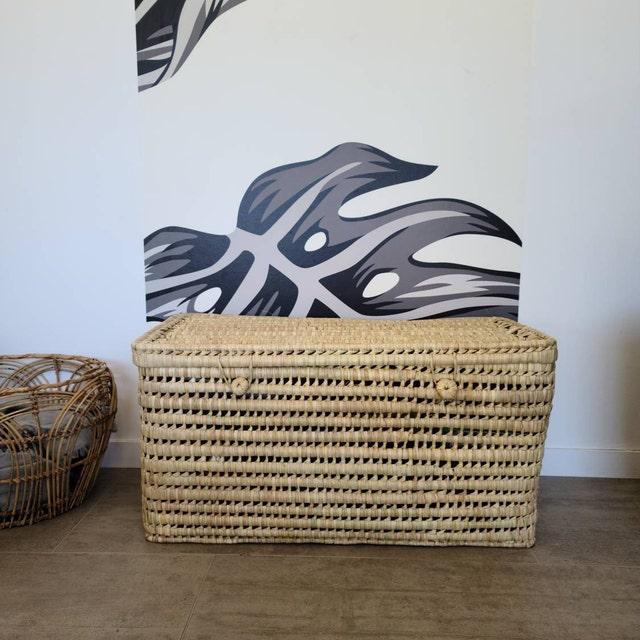 wicker trunk- Palm leaf storage chest Storage basket