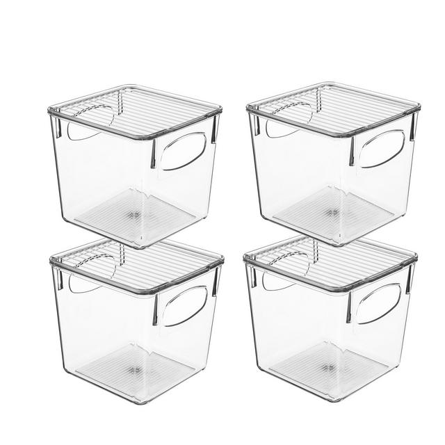 Sorbus Clear Fridge Organizer Bins with Lids 4 Pack