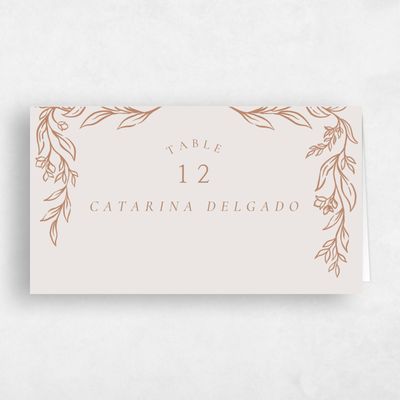 Light Greige, Beige Wedding Place Card - Fiora