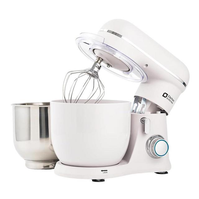 Kitchen in the Box Stand Mixer, 3.5QT Two Bowls Small Kitchen Electric Mixer, 10-Speed Portable Lightweight with Matte Finish, Egg Whisk, Dough Hook, Beater (Frost White, 3.5QT)
