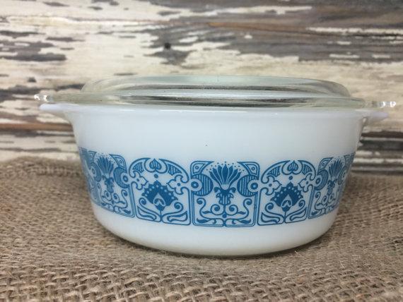 Vintage Pyrex Blue Horizon Casserole with Lid