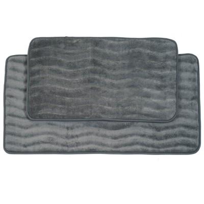 Wave Memory Foam Bath Mat Set 2pc Gray - Yorkshire Home - Yorkshire Home