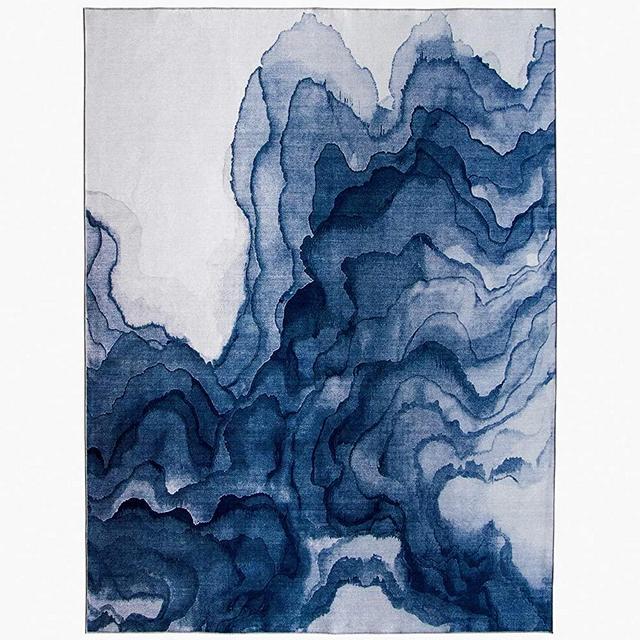 ReaLife Machine Washable Rug - Stain Resistant, Non-Shed - Eco-Friendly, Non-Slip, Family & Pet Friendly - Made from Premium Recycled Fibers - Abstract Contemporary - Blue, 5' x 7'