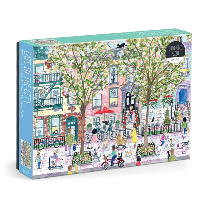 Galison Michael Storrings Cats in The City 1000 Piece Puzzle Featuring Beautiful Artwork of Cats in The City Garden