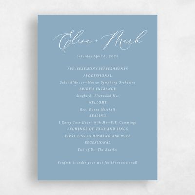 Dusty Blue Wedding Program - Marlow