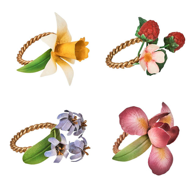 Juliska Meadow Walk Daffodil Napkin Rings, Set of 4
