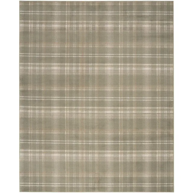 Nourison Grafix Contemporary Plaid Indoor Area Rug Olive 7'10" x 9'10"