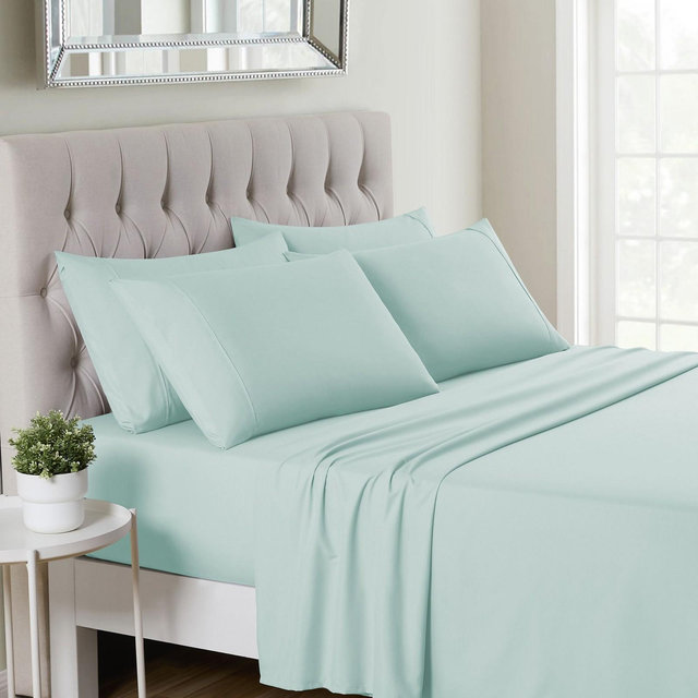 6 Piece Sheet Set, Deluxe Ultra Soft 1500 Series, Double Brushed Microfiber by Sweet Home Collection®- Queen, Porcelain Blue