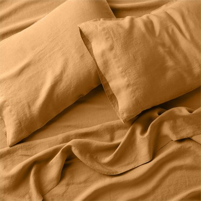 Brulee Brown Natural Hemp King Sheet Set