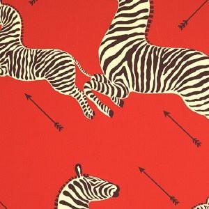 Scalamandre ZEBRAS Masai Red Wallpaper