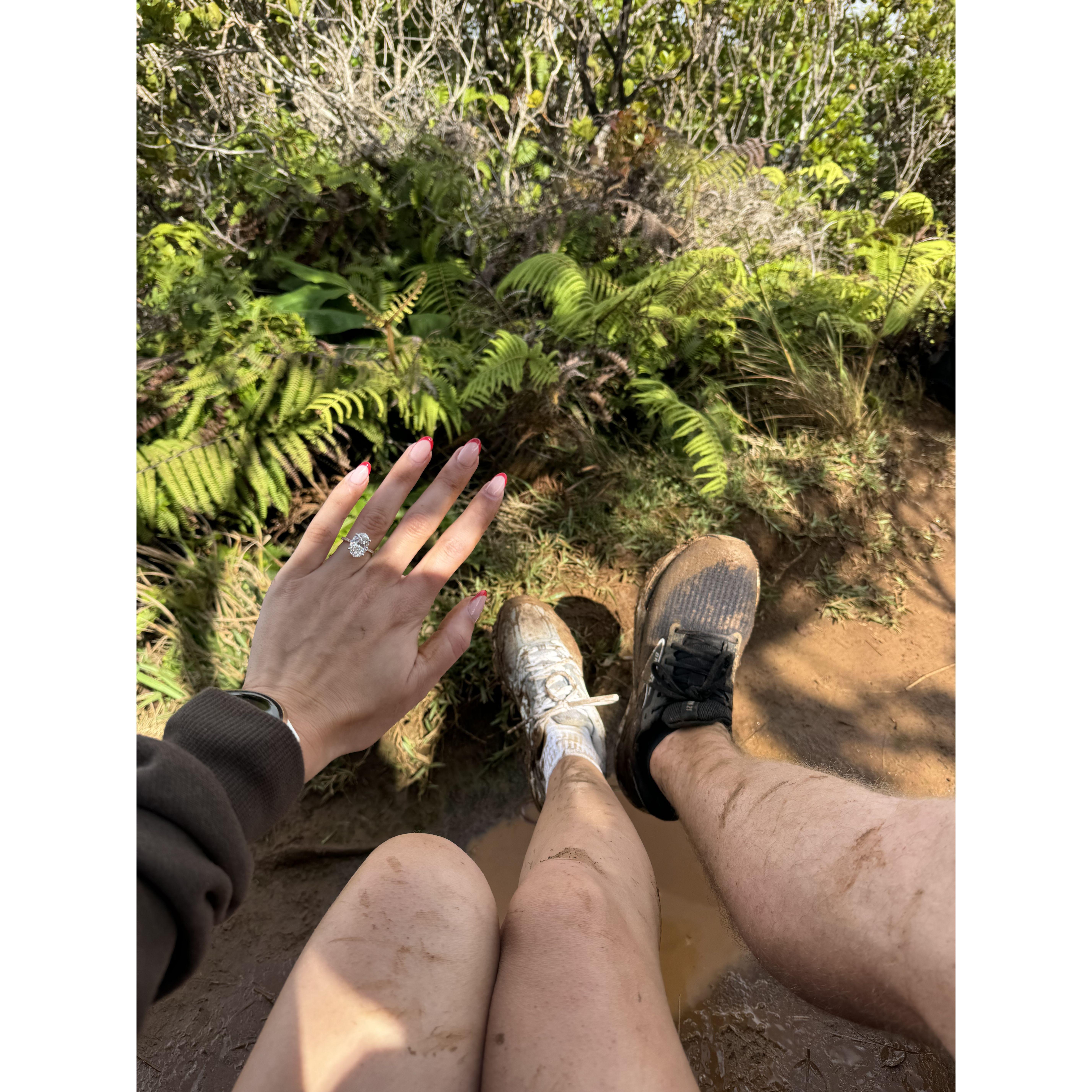 On a beautiful, muddy, wet hike at the summit of Mount Waialeale - we started the first day of the rest of our lives!