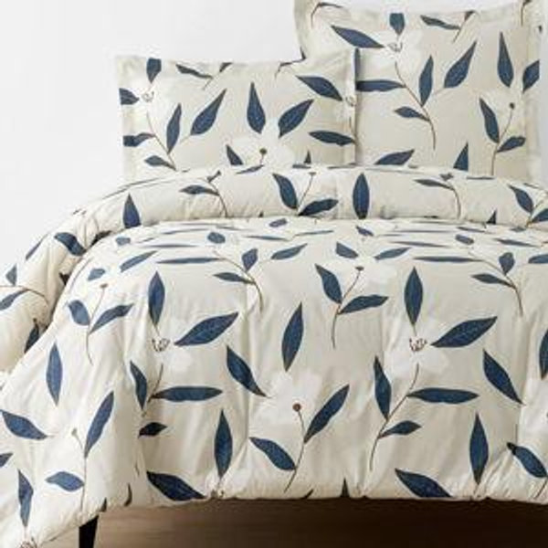 Plumeria Floral Classic Cool Cotton Percale Comforter - Gray Multi, Queen