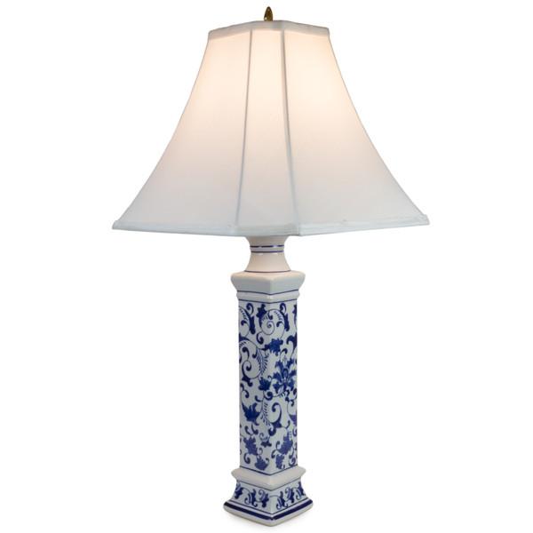 Blue and White Floral Lamp