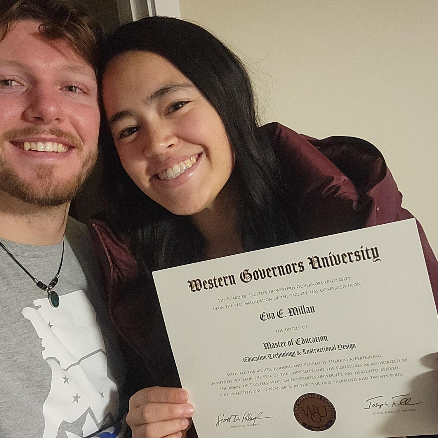When Eva got her Masters Degree