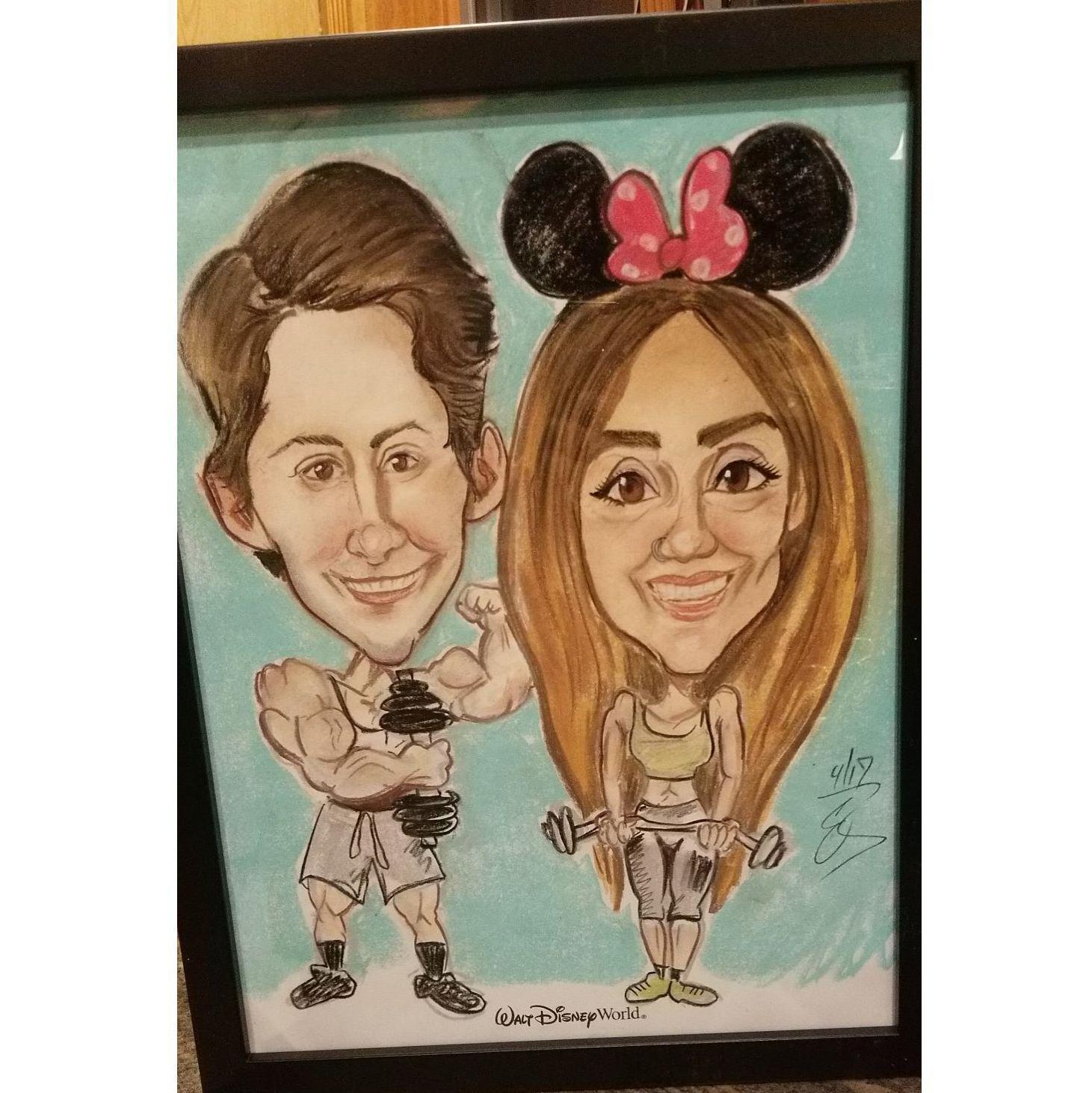 2017 - This was the start of a new tradition. Every time we go to Disney we get a caricature of us.