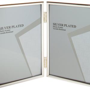 Viceni Silver Plated Thin Edge Hinged Double Aperture Photo Frame, 5 by 7-Inch