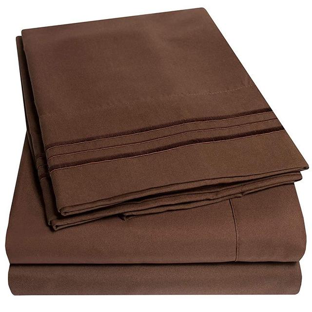 1500 Supreme Collection Bed Sheet Set - Extra Soft, Elastic Corner Straps, Deep Pockets, Wrinkle & Fade Resistant Sheets Set, Luxury Hotel Bedding, Queen, Brown