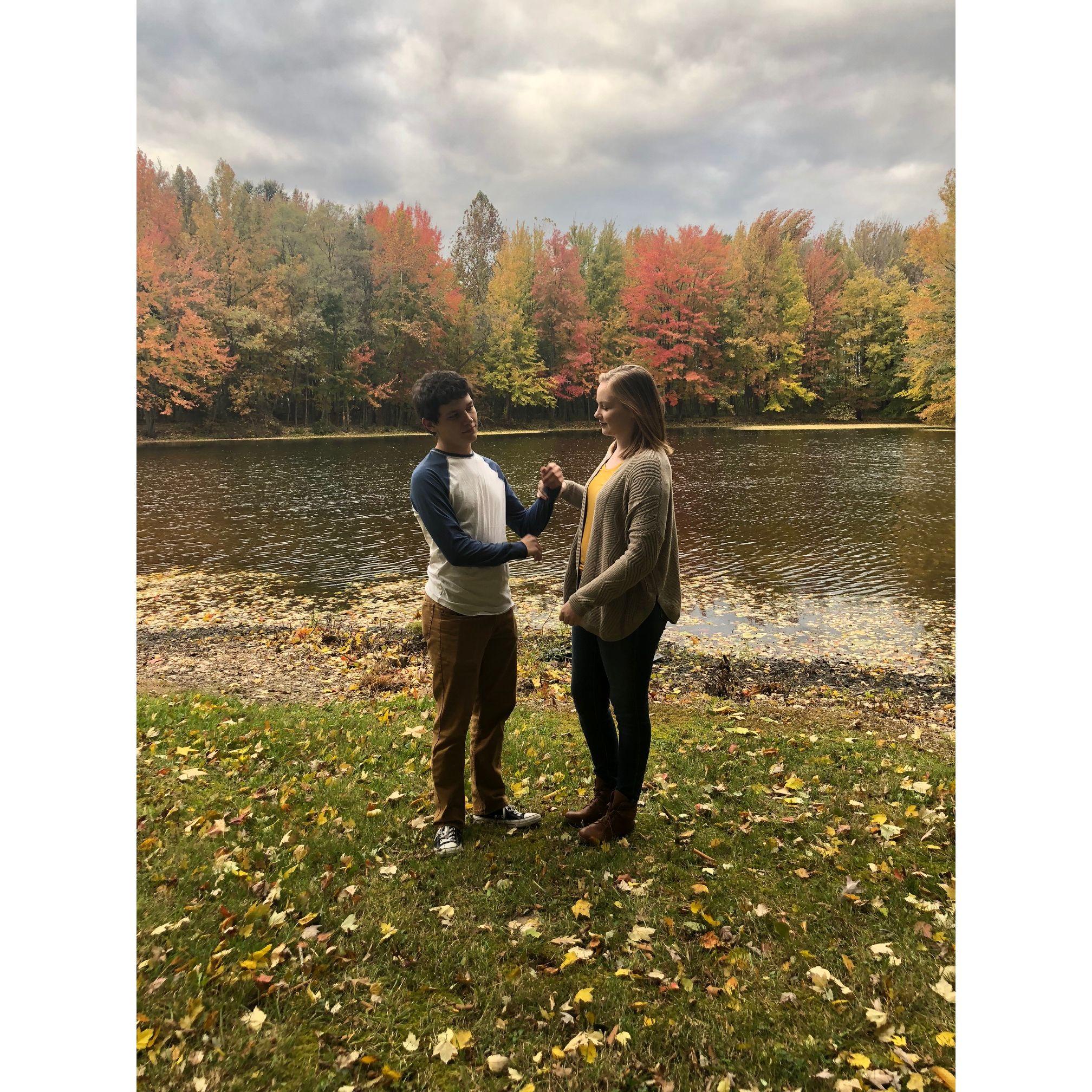 Gracie's 1st birthday, we all couldn't resist taking pictures when it looked so pretty out (2018)