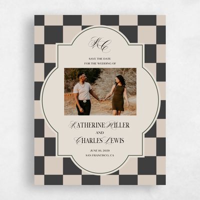 Charcoal, Beige Wedding Save the Date - Sarlat Photo