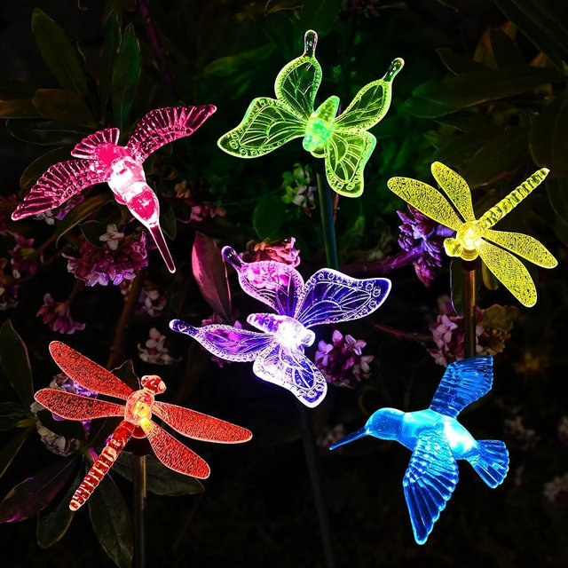 SOLPEX Solar Garden Lights, 6 Pack Solar Butterfly Lights Christmas Outdoor Decorations, Multi-Color Changing LED Solar Light Stakes, Solar Yard Lights for Garden, Patio & Lawn, Solar Bird Lights