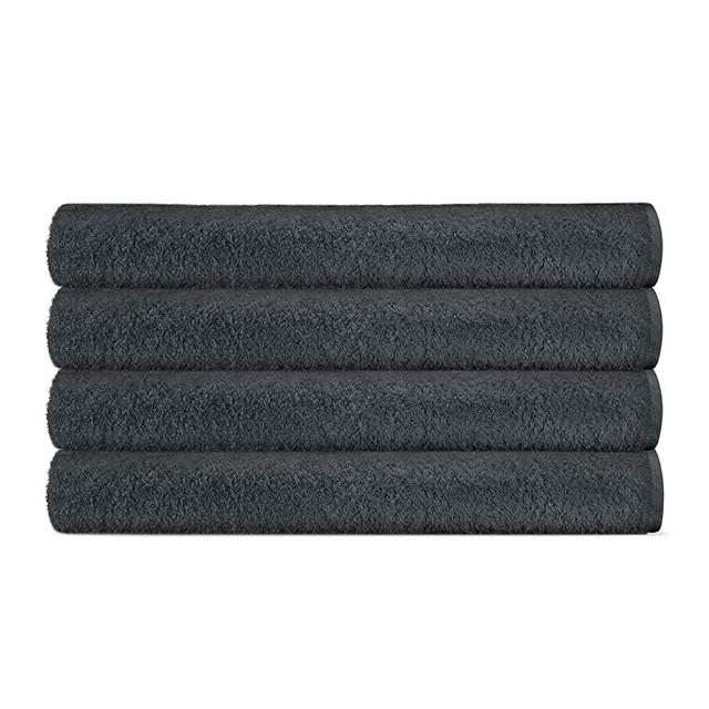 Turkish Bamboo Cotton Bath Towel Set (Pack of 4) by Chakra (Large Bath Sheets 33"x60") Luxury Quick Dry Body Towels for Bathroom Kitchen Spa Hotel Wedding (Charcoal)