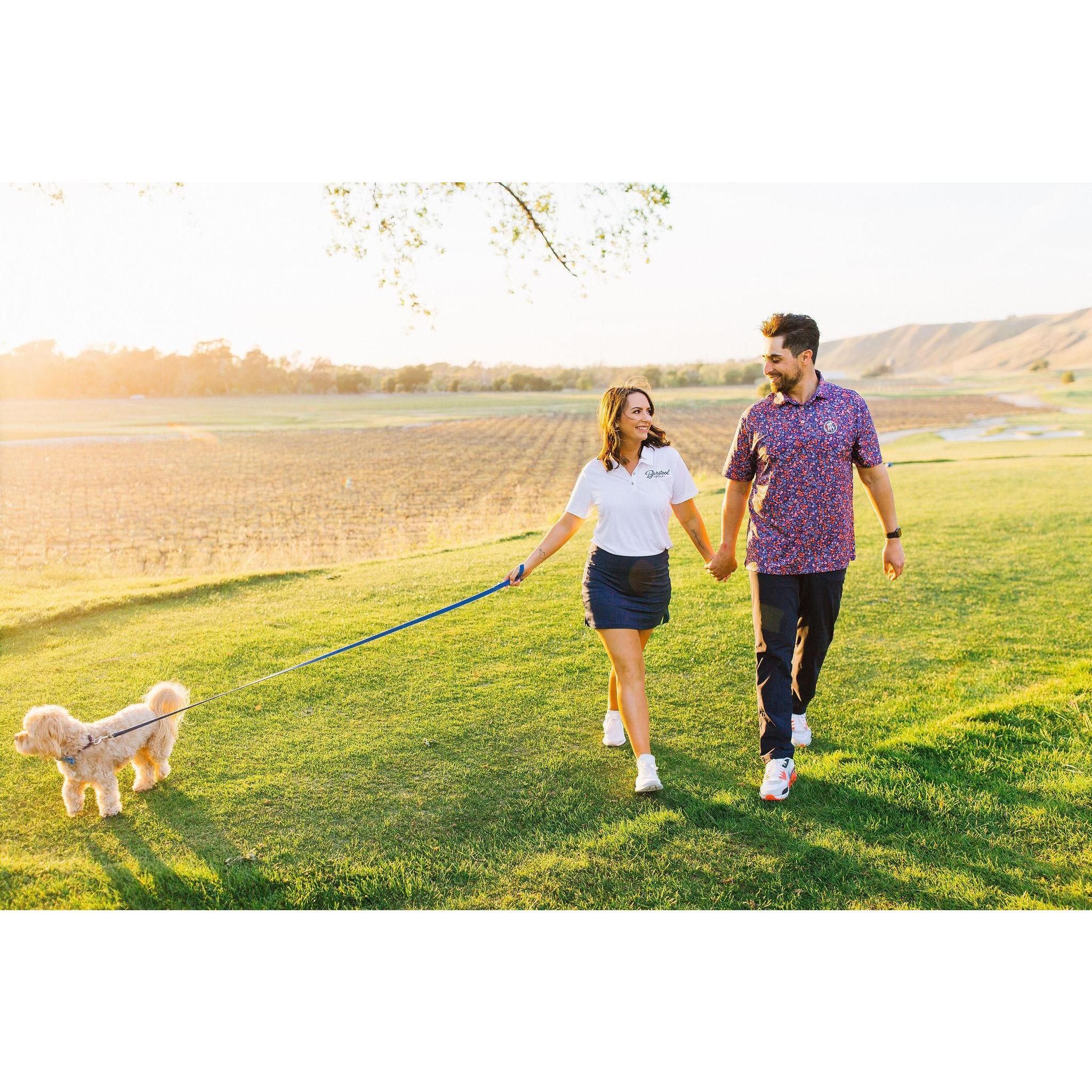 Showing me where the gold tees are.