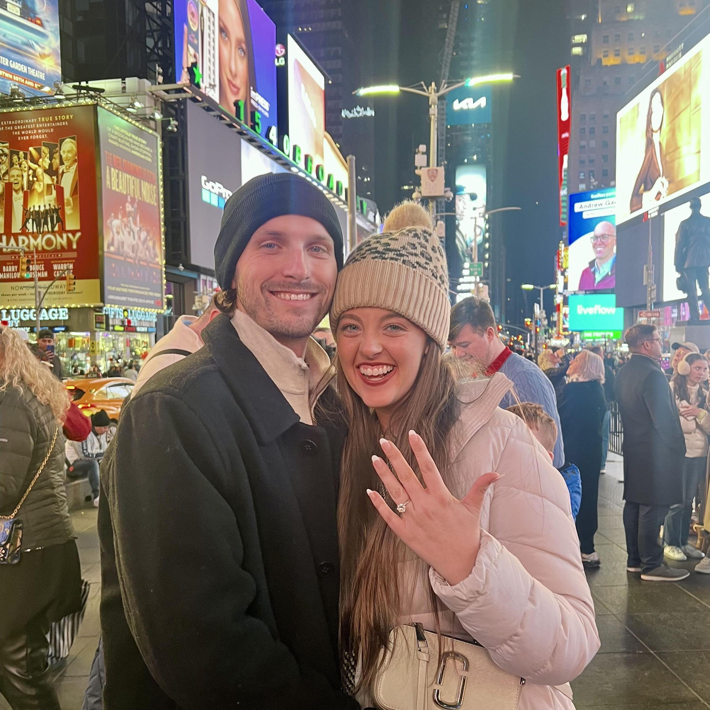 The night he proposed in Time Square! On Cloud 9!!