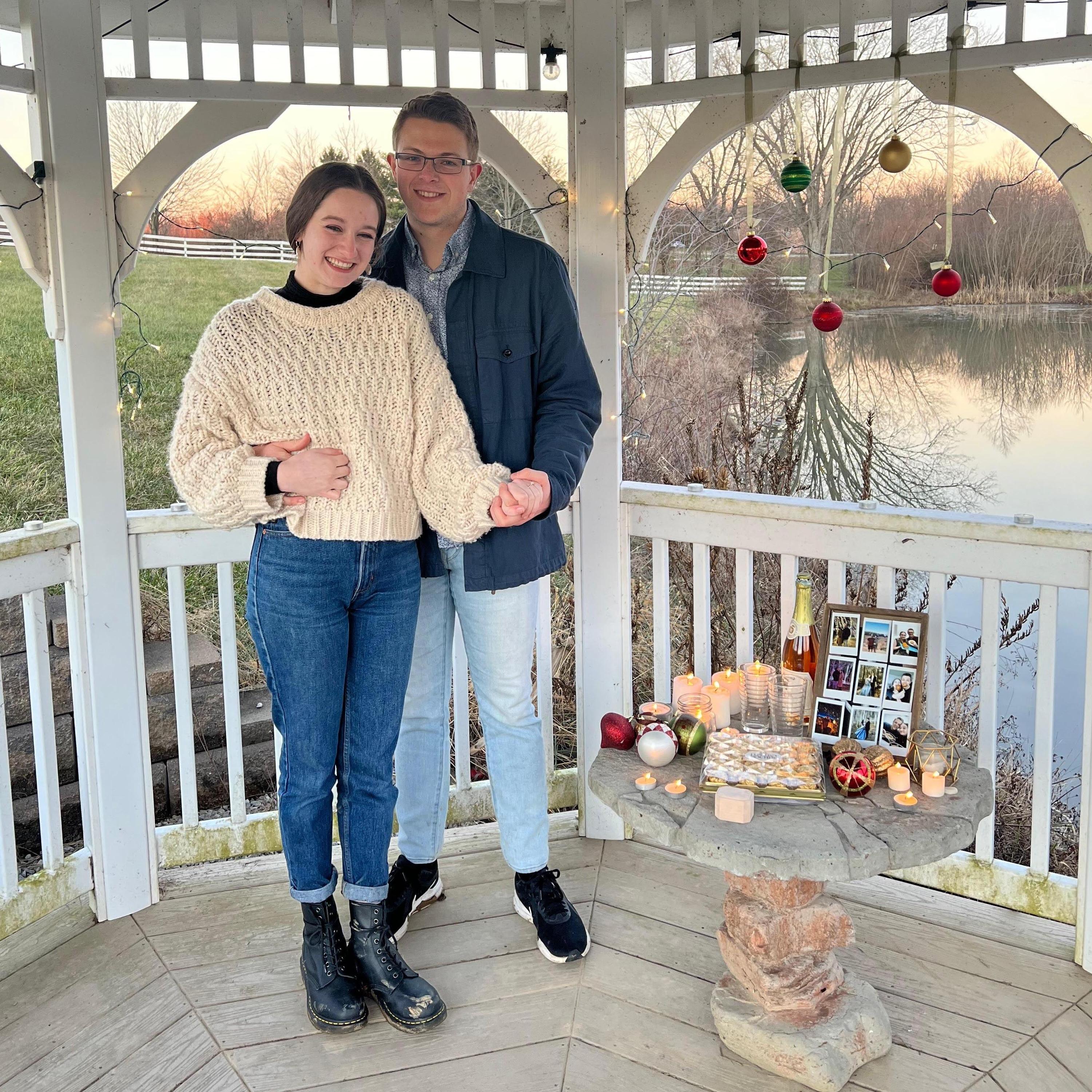 Oliver proposed over the Christmas break when Katherine flew to Kentucky to meet his family.