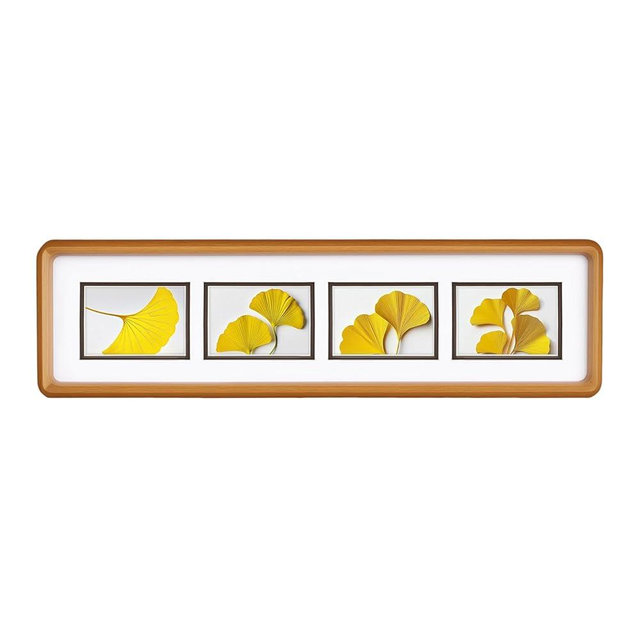 MIBYIBER 4x16 Collage Picture Frame Natural Teak Solid Wood, 2x3 Collage Photo Frame Displays 4 Photos or 4x16 (Without Mat), Wooden Frame for Tabletop or Wall Mounting Display