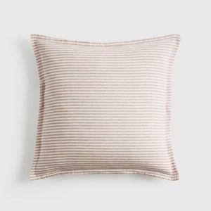 European Linen Euro Sham in Latte/White Stripe