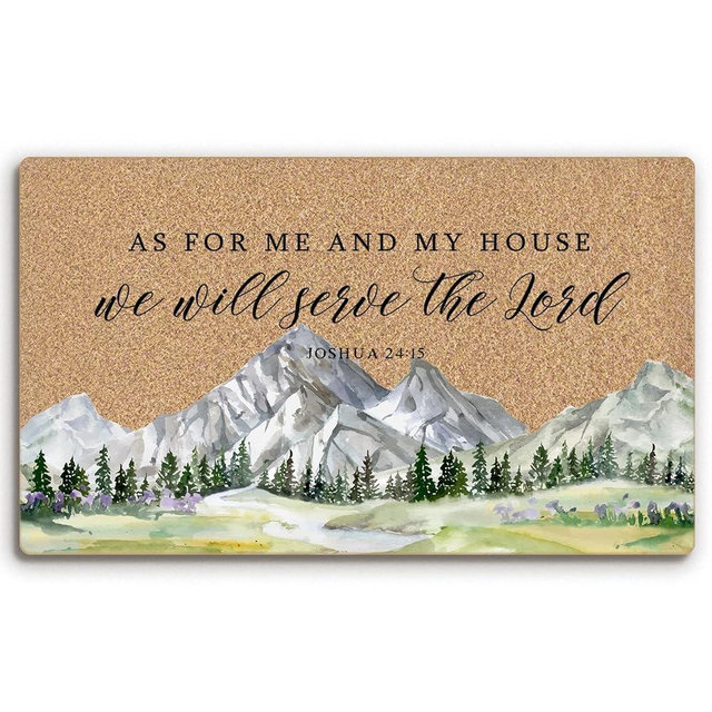 BitKAM Christian Coco Coir Doormat Door Welcome Mat for Home Entrance Front Door,As for Me and My House We Will Serve The Lord, Bible Verse Floor Mats for Outdoor Outside Entryway 30X17 Inch