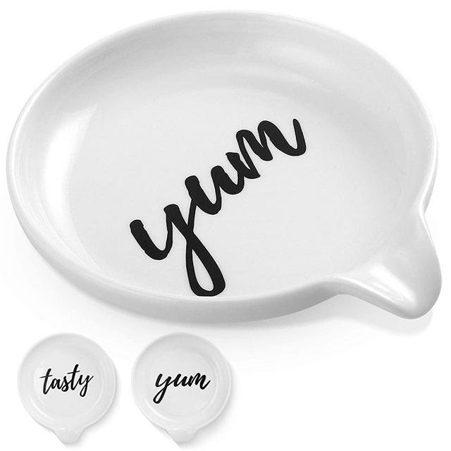 Oversized Spoon Rest for Kitchen - 2 Pack - White Ceramic Farmhouse Design for Cooking - Stove Top, Kitchen Counter, Countertop - Ladle Holder, Spoon Holder, Utensil Rest, Coffee Spoon Rest…