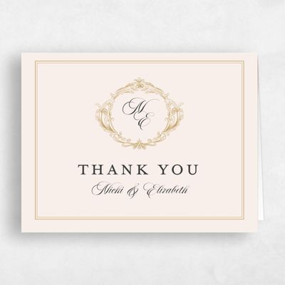 Beige Monogram Wedding Thank You - Leonid Landscape