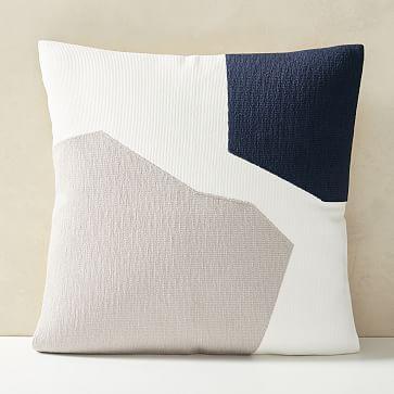 Corded Minimalist Geo Pillow Cover, Set of 2, Midnight, 20"x20"