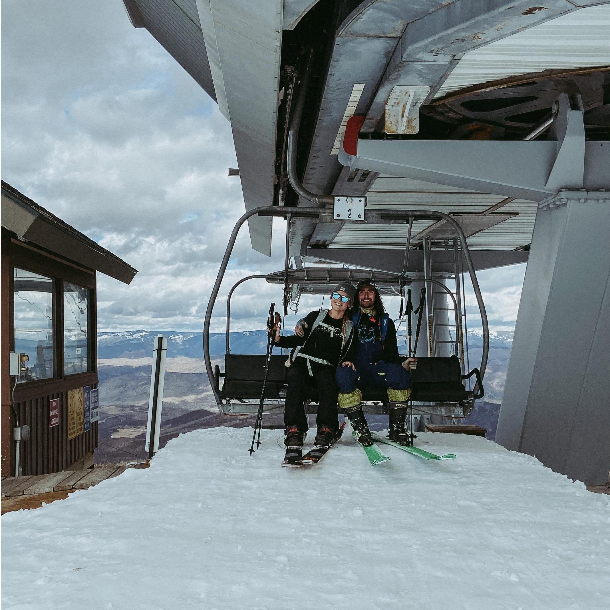 then a pandemic shut down the ski resorts, but we found a way to earn our turns and people were starting to figure out that these teammates had become soulmates (;