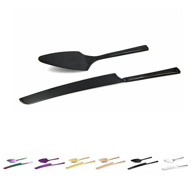Cake Knife and Server Set - Black Cake Cutting Set for Anniversary, Engagement, Birthday Parties - Elegant Wedding Cake Knife Cake Serving Set - Perfect Registry Gift