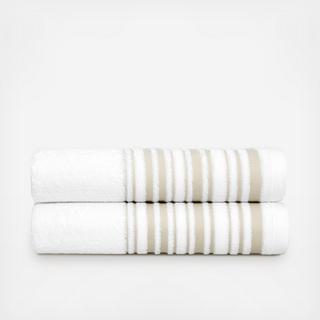 Bold Stripe Cotton Bath Towel, Set of 2