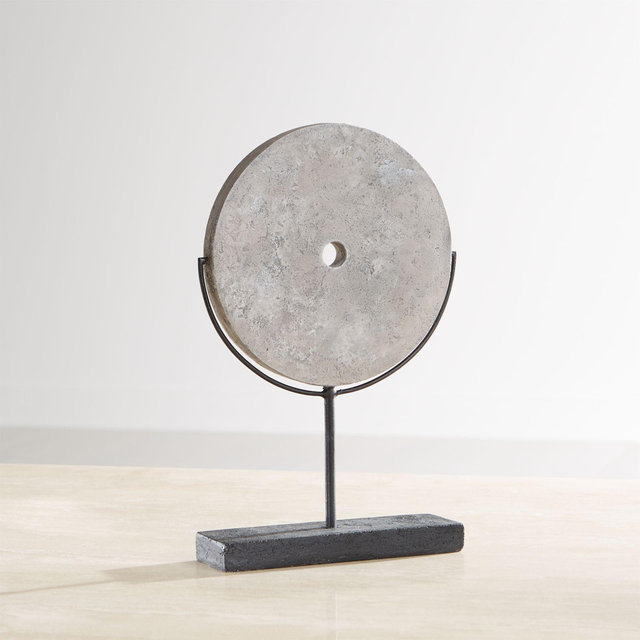 Grey Volcanic Ash Disc Sculpture