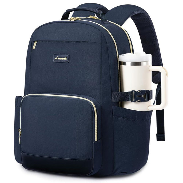 LOVEVOOK Laptop Backpack for Women with Pouch Pocket for Large Capacity Cup,17 Inch Laptop Computer Bag Travel Backpack Purse,Waterproof Work Business Backpack College Teacher Bags,Dark Blue
