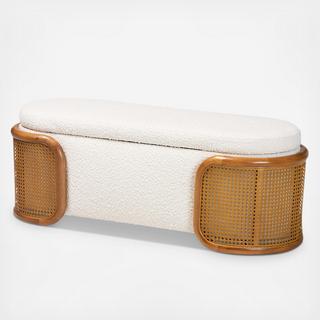 Basira Japandi Storage Bench with Rattan