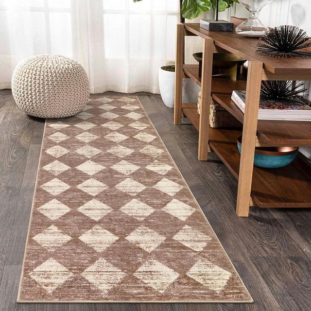 Lahome Machine Washable Bathroom Runner Rug, 2x7 Non Skid Runners for Hallways with Rubber Backing Kitchen Runners, Moroccan Trellis Entryway Carpet Runner for Laundry Room Foyer Bedside, Beige