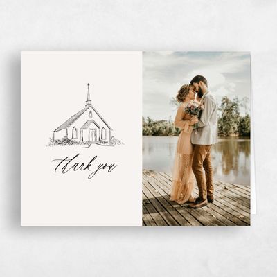 Beige Rustic Wedding Thank You - Chapel Photo